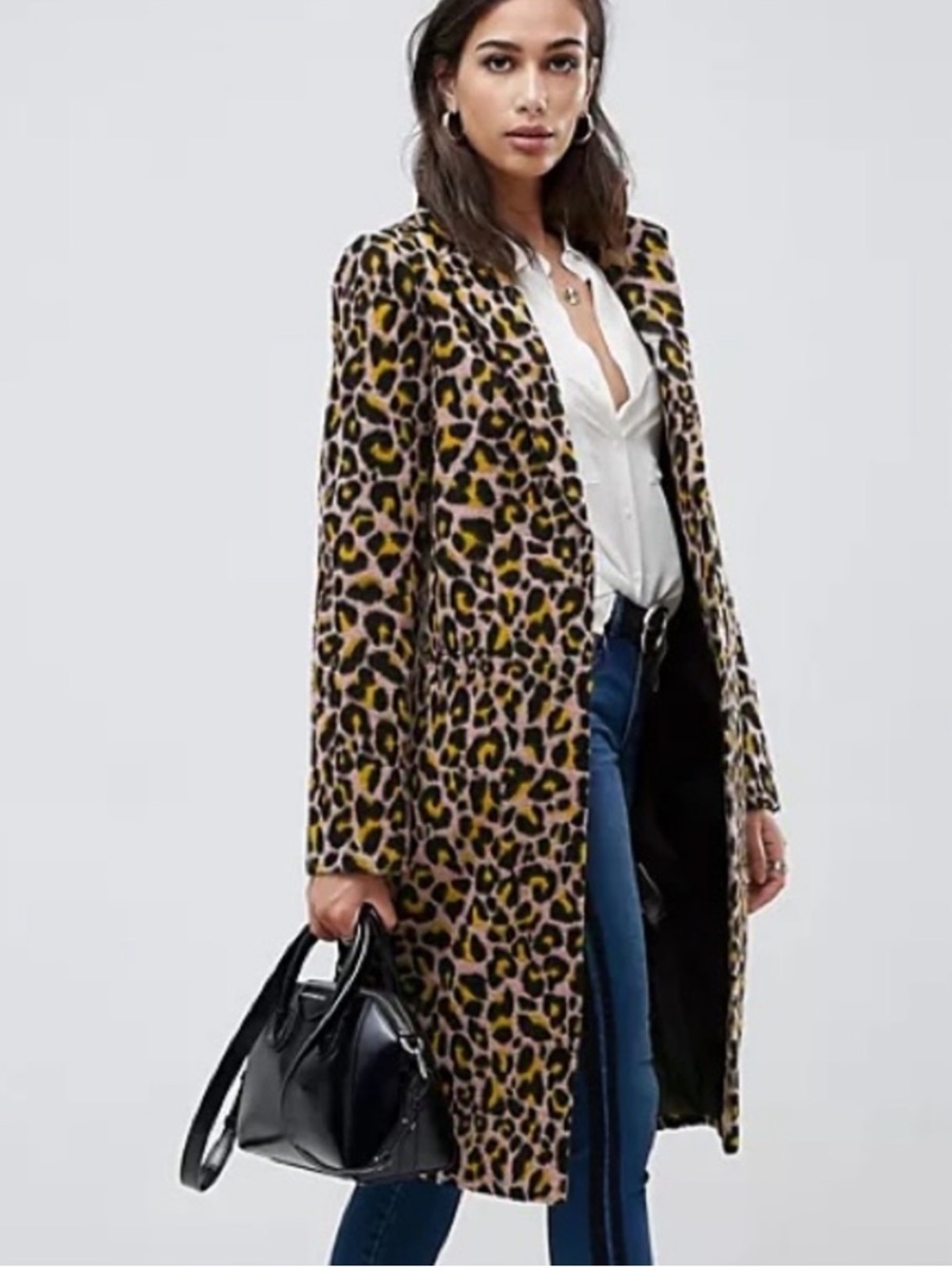 ASOS pink black and yellow leopard print coat